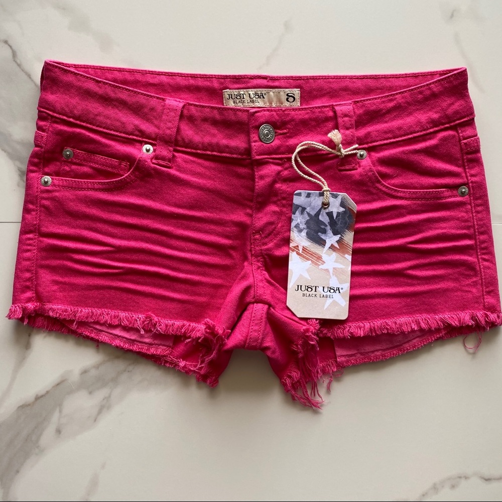 Just USA pink raw edge pressed color shorts